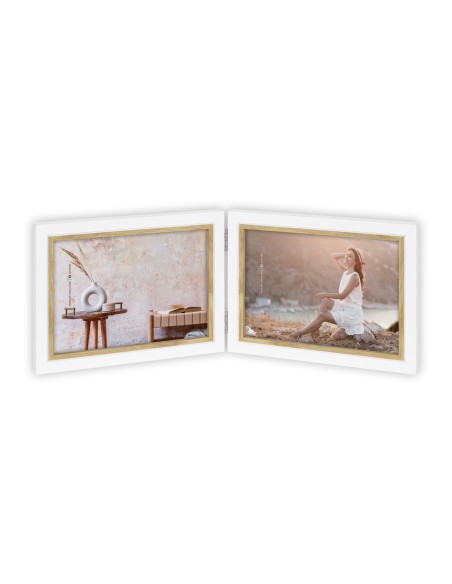 Portafoto in legno doppio Cm. 35,5x12,5 - 2 foto cm. 10x15
