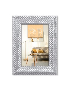 Portafoto in plastica lavorato Cm. 23,2x18,2 - Foto cm. 13x18 - Silver