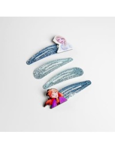 Set 4 fermacapelli clic clac con applicazione Frozen II 2