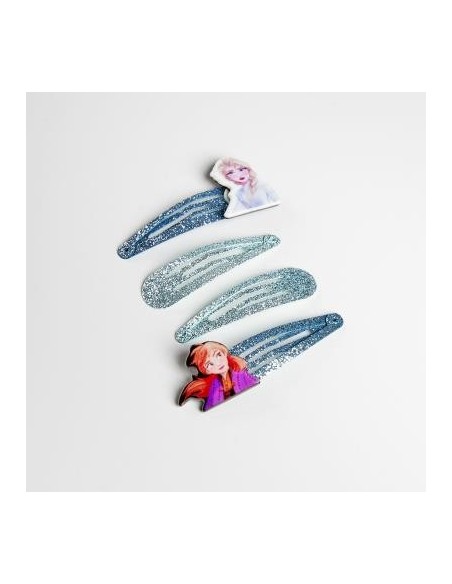 Set 4 fermacapelli clic clac con applicazione Frozen II