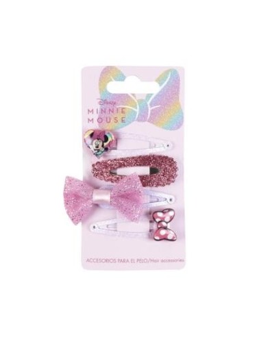 Set 4 fermacapelli clic clac con applicazione Minnie
