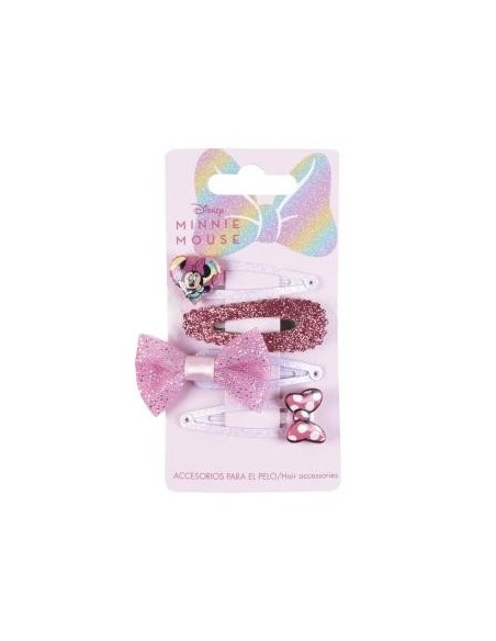 Set 4 fermacapelli clic clac con applicazione Minnie
