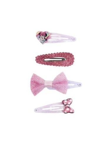 Set 4 fermacapelli clic clac con applicazione Minnie