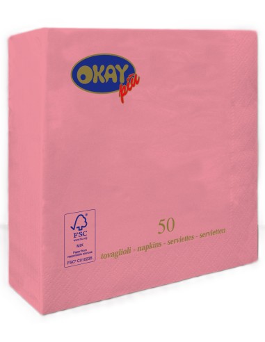 Tovaglioli ovatta 2 veli FSC-ECL Cm. 33x33 - Confezione 50 pz - Rosa Shoking