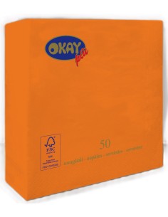 Tovaglioli ovatta 2 veli FSC-ECL Cm. 33x33 - Confezione 50 pz - Mandarino