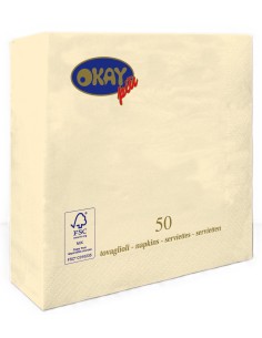 Tovaglioli ovatta 2 veli FSC-ECL Cm. 33x33 - Confezione 50 pz - Panna
