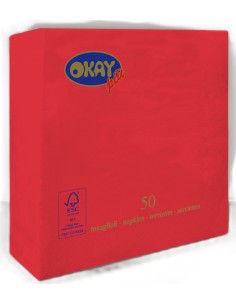 Tovaglioli ovatta 2 veli FSC-ECL Cm. 33x33 - Confezione 50 pz - Rosso Baccarà