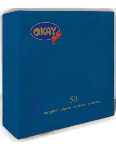 Tovaglioli ovatta 2 veli FSC-ECL Cm. 33x33 - Confezione 50 pz - Blu notte