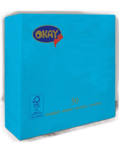 Tovaglioli ovatta 2 veli FSC-ECL Cm. 33x33 - Confezione 50 pz - Turchese