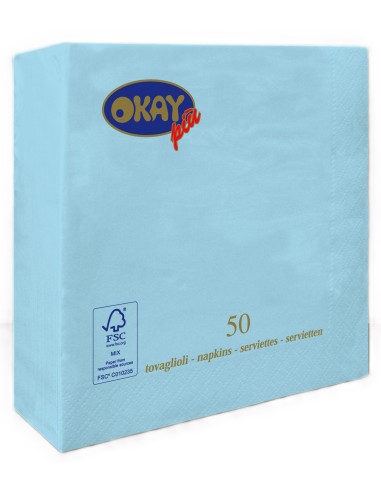 Tovaglioli ovatta 2 veli FSC-ECL Cm. 33x33 - Confezione 50 pz - Azzurro pastello