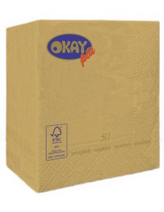 Tovaglioli ovatta 2 veli FSC Cm. 25x25 - Confezione 50 pz - Metal Oro