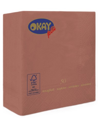 Tovaglioli ovatta 2 veli FSC Cm. 25x25 - Confezione 50 pz - Metal Rosa Gold