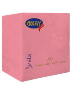 Tovaglioli ovatta 2 veli FSC-ECL Cm. 25x25 - Confezione 100 pz - Rosa Shoking