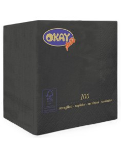 Tovaglioli ovatta 2 veli FSC-ECL Cm. 25x25 - Confezione 100 pz - Nero