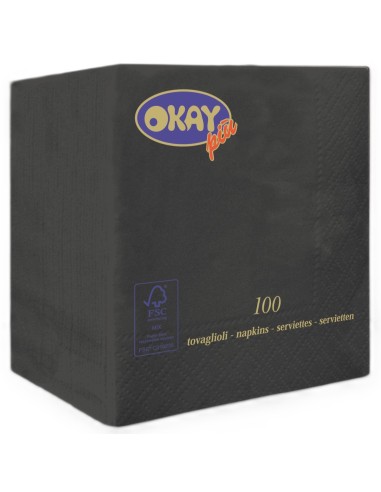 Tovaglioli ovatta 2 veli FSC-ECL Cm. 25x25 - Confezione 100 pz - Nero