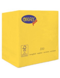 Tovaglioli ovatta 2 veli FSC-ECL Cm. 25x25 - Confezione 100 pz - Giallo limone