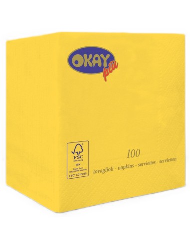 Tovaglioli ovatta 2 veli FSC-ECL Cm. 25x25 - Confezione 100 pz - Giallo limone