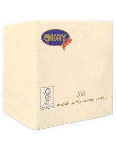 Tovaglioli ovatta 2 veli FSC-ECL Cm. 25x25 - Confezione 100 pz - Panna