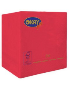 Tovaglioli ovatta 2 veli FSC-ECL Cm. 25x25 - Confezione 100 pz - Rosso Baccarà