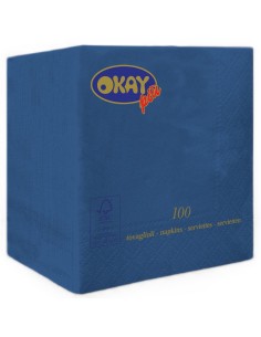 Tovaglioli ovatta 2 veli FSC-ECL Cm. 25x25 - Confezione 100 pz - Blu notte