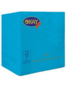 Tovaglioli ovatta 2 veli FSC-ECL Cm. 25x25 - Confezione 100 pz - Turchese