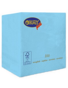 Tovaglioli ovatta 2 veli FSC-ECL Cm. 25x25 - Confezione 100 pz - Azzurro pastello
