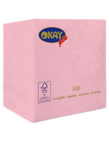 Tovaglioli ovatta 2 veli FSC-ECL Cm. 25x25 - Confezione 100 pz - Rosa pastello