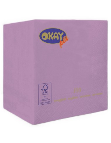 Tovaglioli ovatta 2 veli FSC-ECL Cm. 25x25 - Confezione 100 pz - Lilla