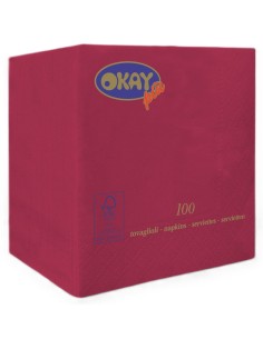 Tovaglioli ovatta 2 veli FSC-ECL Cm. 25x25 - Confezione 100 pz - Bordeaux