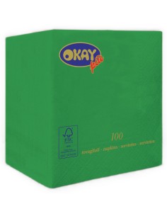 Tovaglioli ovatta 2 veli FSC-ECL Cm. 25x25 - Confezione 100 pz - Verde smeraldo