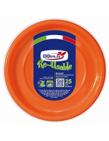 Piatti frutta plastica riutilizzabile Color D170 - Cf. 25 pezzi - Arancione
