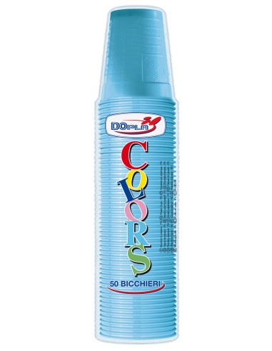 Bicchieri 200 ML plastica Color - Cf. 50 pezzi - Azzurro