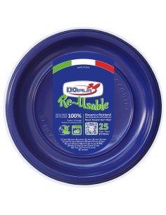 Piatti frutta plastica riutilizzabile Color D170 - Cf. 25 pezzi - Blu