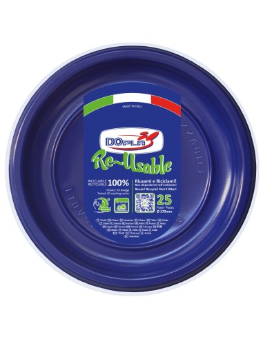 Piatti frutta plastica riutilizzabile Color D170 - Cf. 25 pezzi - Blu