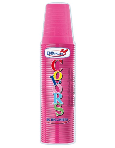 Bicchieri 200 ML plastica Color - Cf. 50 pezzi - Fuxia