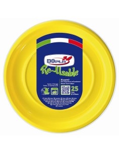 Piatti frutta plastica riutilizzabile Color D170 - Cf. 25 pezzi - Giallo