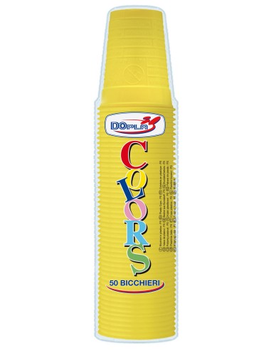 Bicchieri 200 ML plastica Color - Cf. 50 pezzi - Giallo