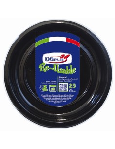 Piatti frutta plastica riutilizzabile Color D170 - Cf. 25 pezzi - Nero