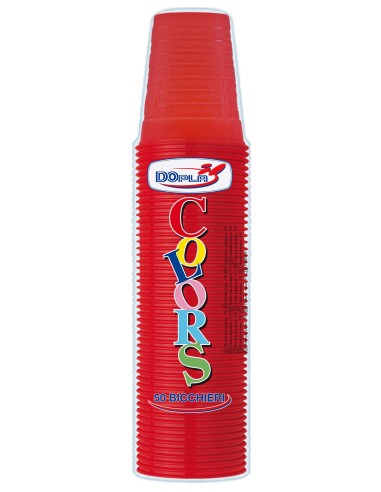 Bicchieri 200 ML plastica Color - Cf. 50 pezzi - Rosso