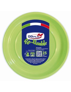 Piatti frutta plastica riutilizzabile Color D170 - Cf. 25 pezzi - Verde