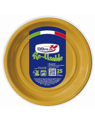 Piatti frutta plastica riutilizzabile Color D170 - Cf. 25 pezzi - Oro
