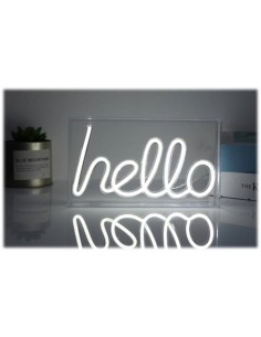 Lampada insegna led neon in cornice plex Cm. 23x4x13 - Hello