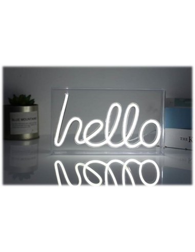 Lampada insegna led neon in cornice plex Cm. 23x4x13 - Hello