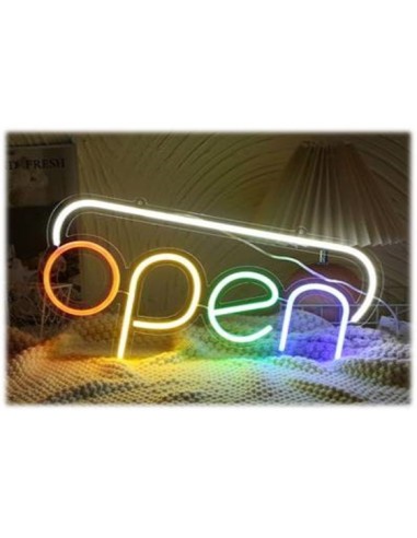 Scritta neon light Open multicolor Cm. 48x24