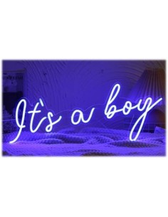 Scritta neon light It's a boy celeste Cm. 70x30