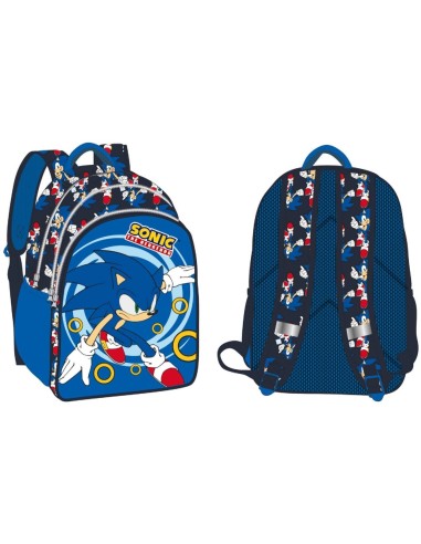 Zaino scuola tripla zip deluxe Cm. 42x32 – Sonic