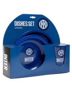 Set in plastica con piatto piano + fondo + bicchiere - FC Inter