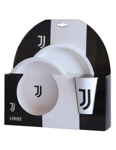 Set in plastica con piatto piano + fondo + bicchiere - FC Juventus
