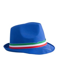 Cappello in tessuto blu con fascia tricolore Italia