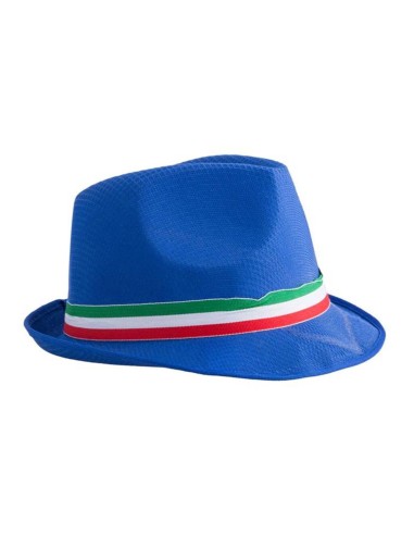 Cappello in tessuto blu con fascia tricolore Italia